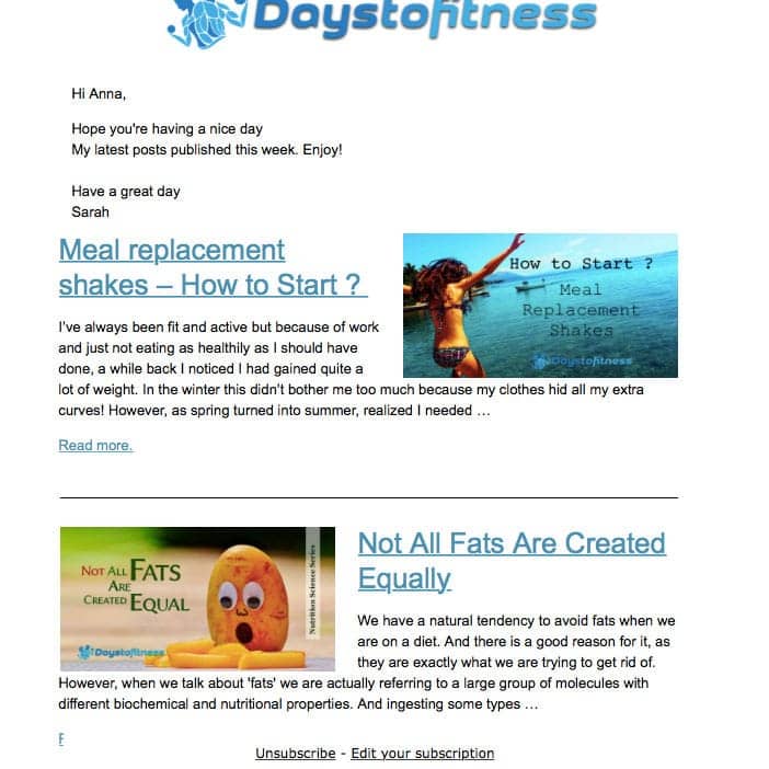 week newsletter email preview