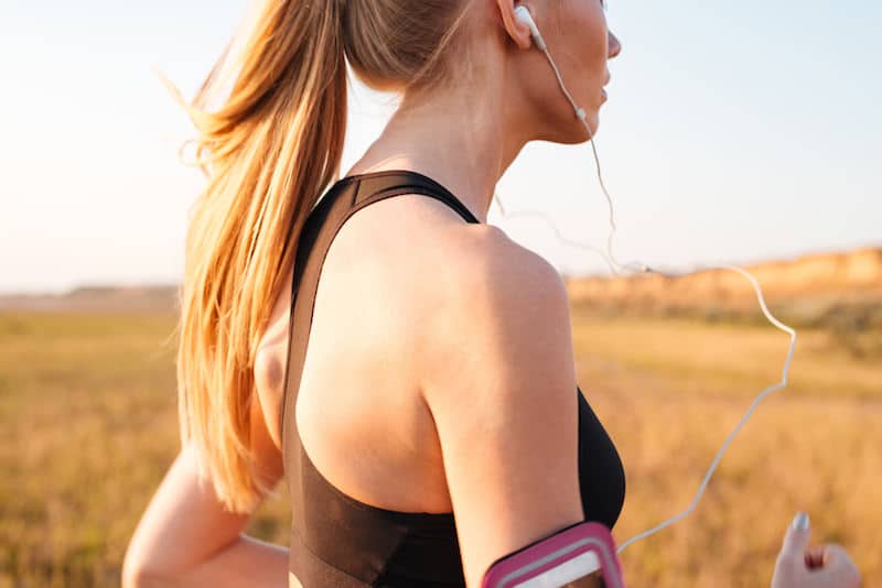 sarah running with headphones